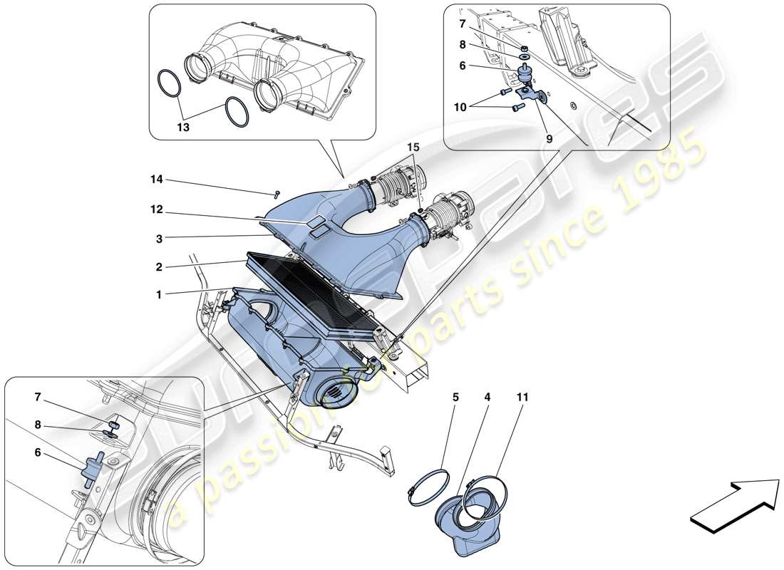 ferrari 458 spider (usa) air intake part diagram