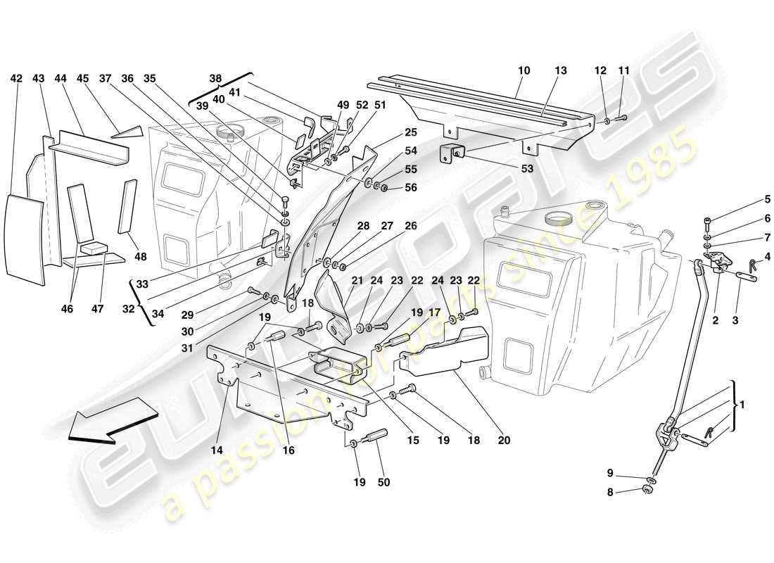 ferrari f430 scuderia spider 16m (europe) fuel tanks - fasteners and guards part diagram