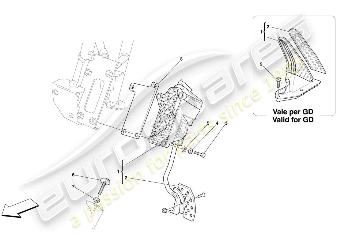 ferrari 612 scaglietti (europe) electronic accelerator pedal parts diagram