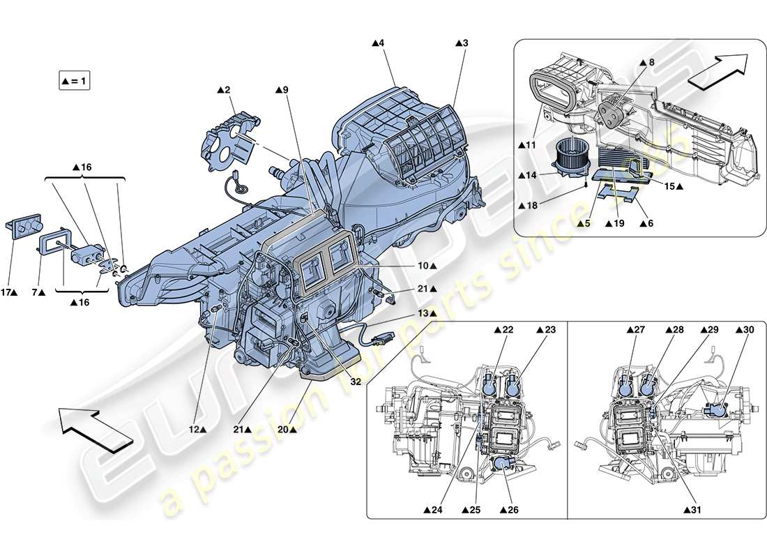 ferrari ff (europe) evaporator unit part diagram