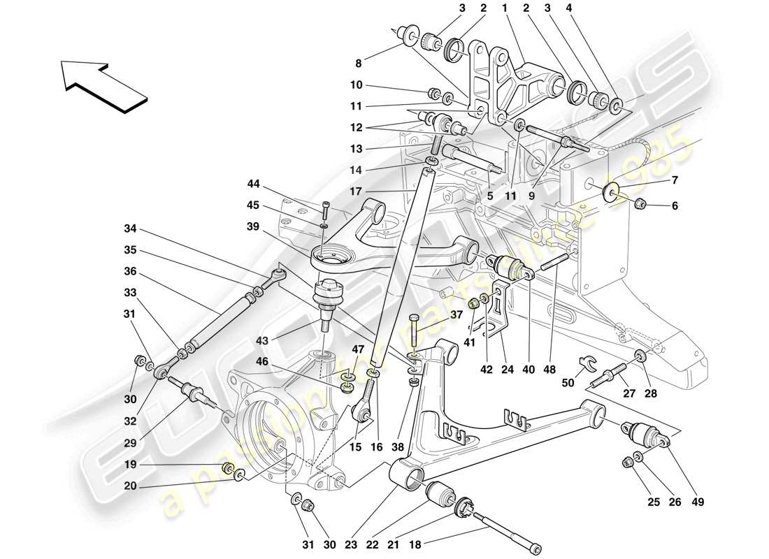 maserati mc12 rear suspension - wishbones parts diagram
