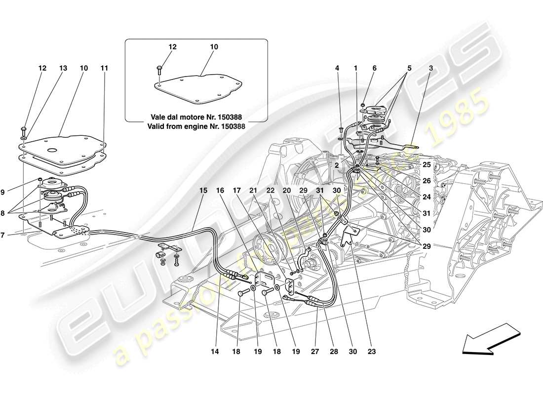 ferrari california (rhd) manual dct gearbox lock release control part diagram