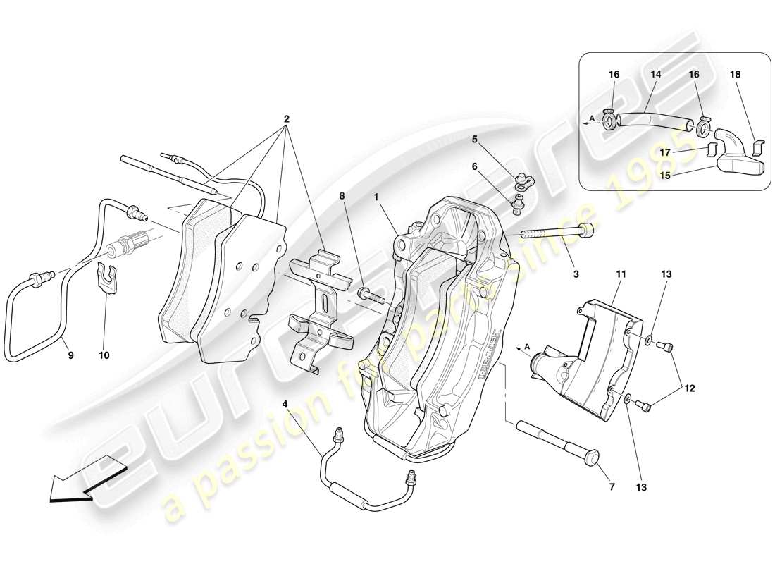 ferrari 599 gto (europe) front brake calliper part diagram