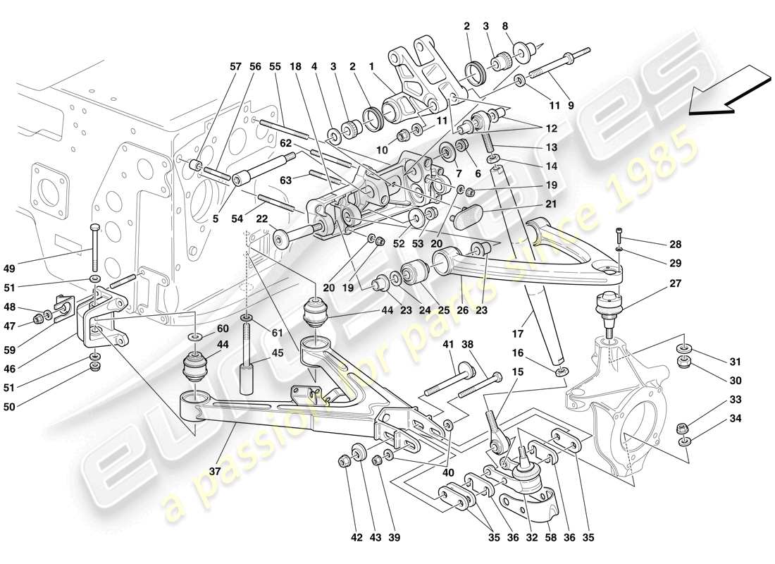 maserati mc12 front suspension - wishbones parts diagram
