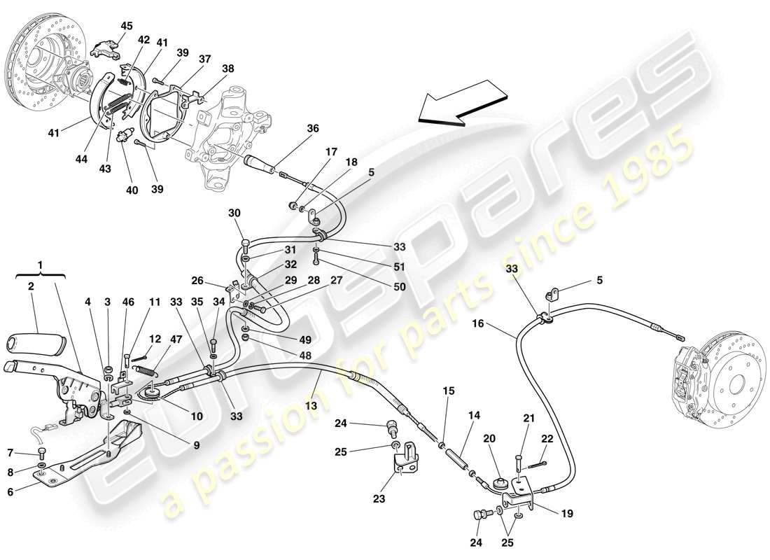 ferrari 599 gto (europe) parking brake control part diagram