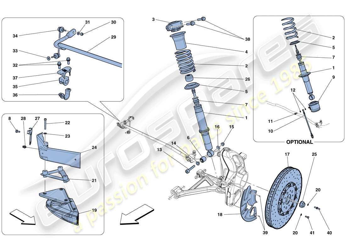 ferrari f12 tdf (europe) front suspension - shock absorber and brake disc part diagram