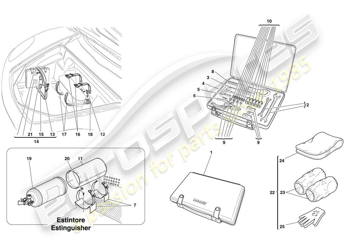 ferrari f430 spider (europe) tools and accessories provided with vehicle parts diagram