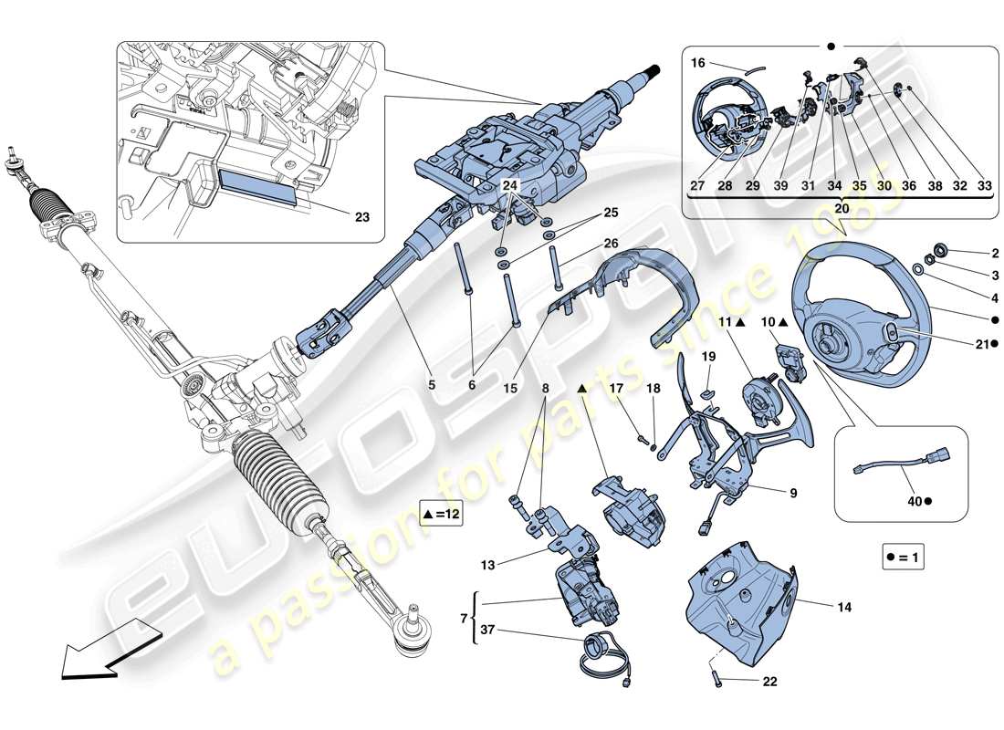 ferrari 458 spider (usa) steering control parts diagram