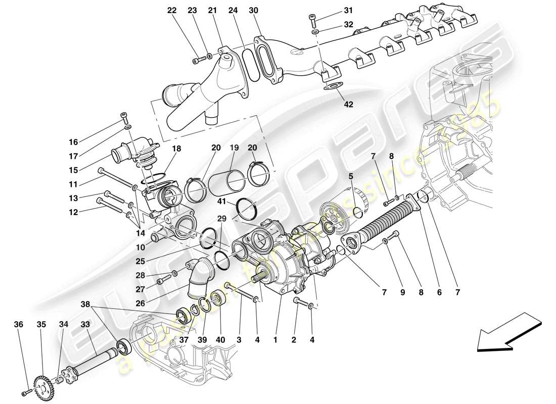 maserati mc12 water/oil pump parts diagram