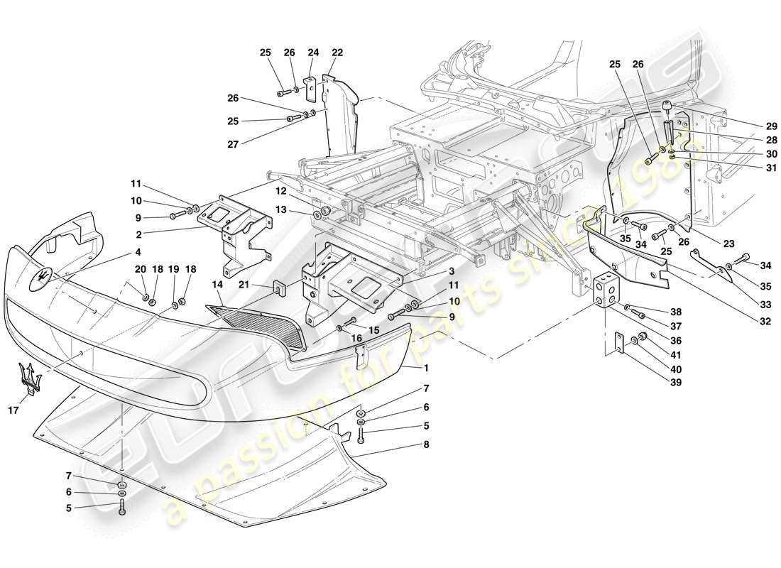 maserati mc12 front bumper and flat floor pan parts diagram