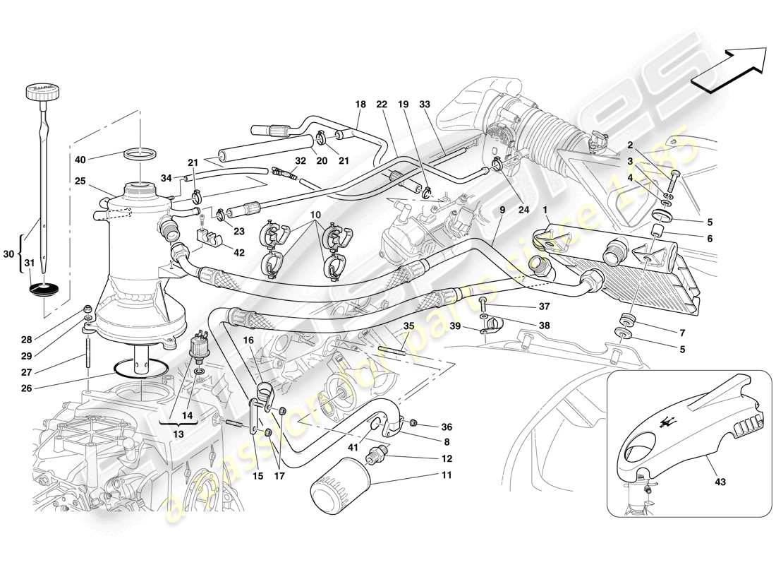 maserati mc12 lubrication system and blow-by system parts diagram