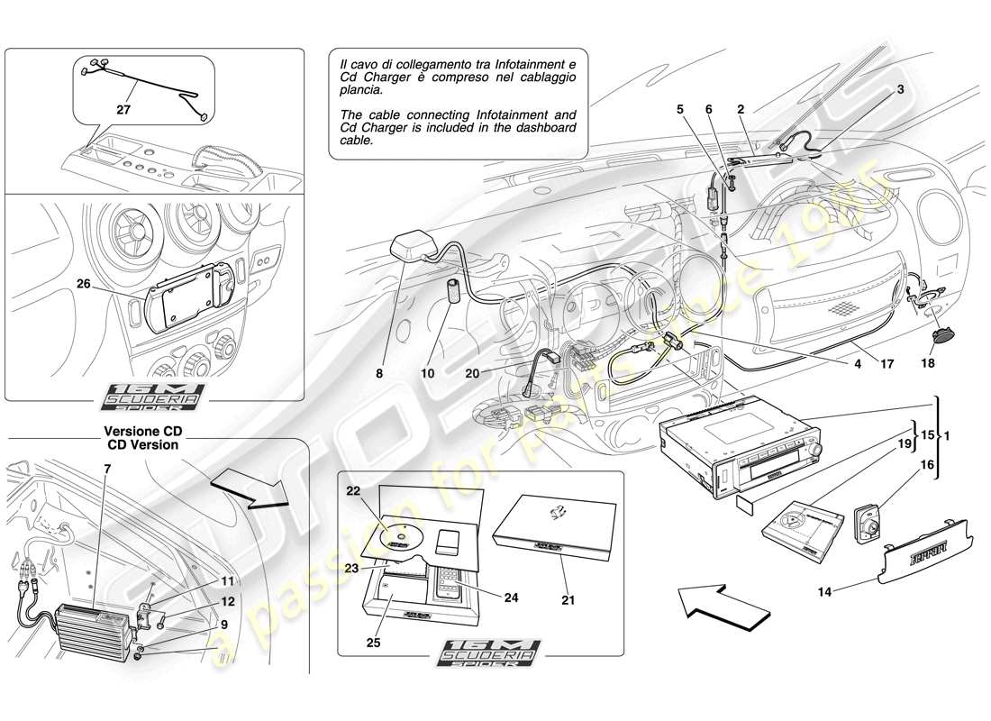 ferrari f430 scuderia spider 16m (europe) hi-fi system part diagram