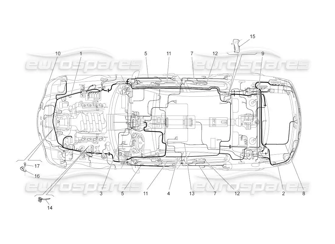 maserati qtp. (2011) 4.2 auto main wiring parts diagram
