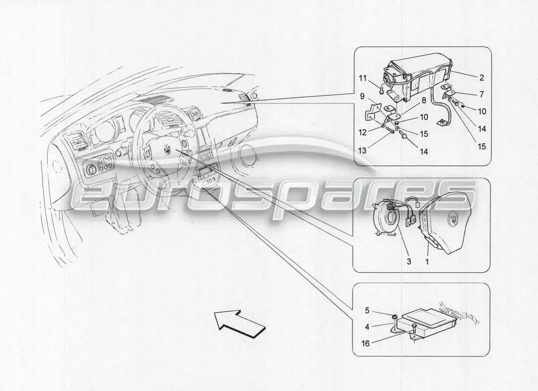 maserati grancabrio mc centenario front airbag system parts diagram