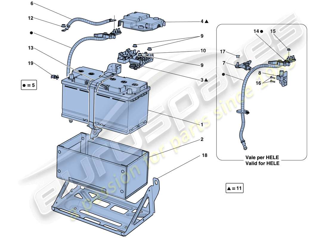 ferrari california t (rhd) battery parts diagram