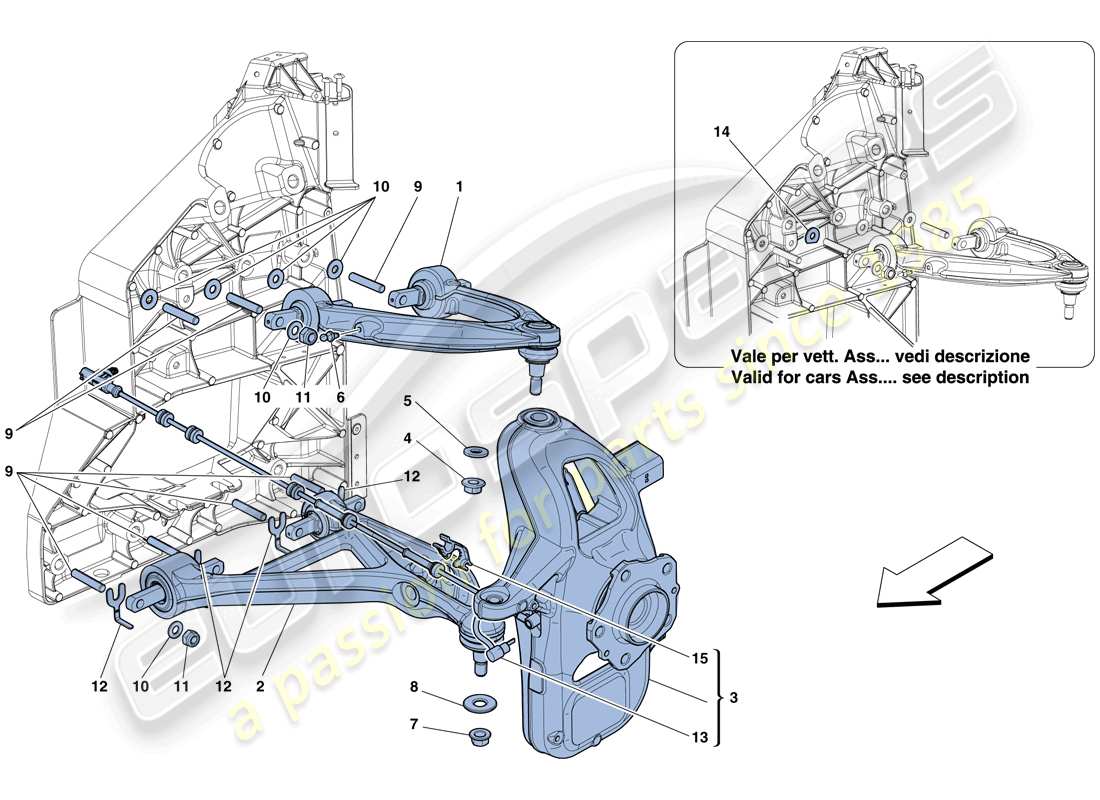 ferrari 458 italia (usa) front suspension - arms part diagram