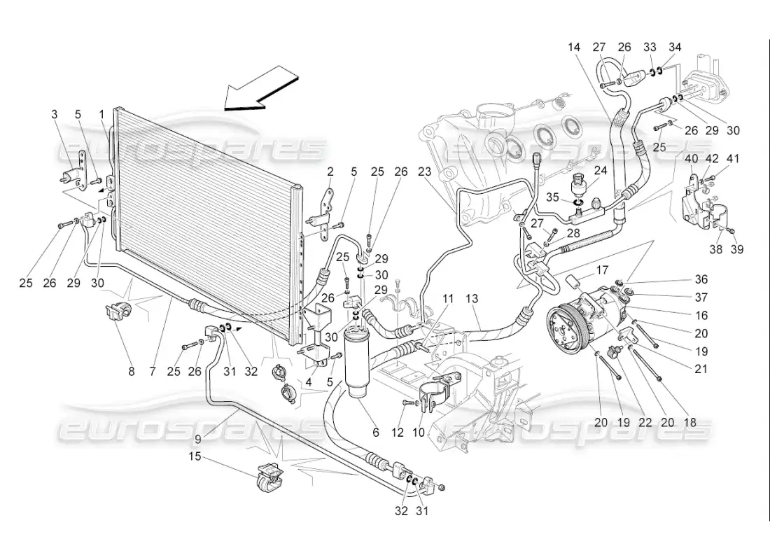 maserati qtp. (2008) 4.2 auto a c unit: engine compartment devices parts diagram