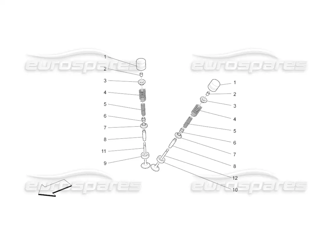 maserati grancabrio (2011) 4.7 valves parts diagram