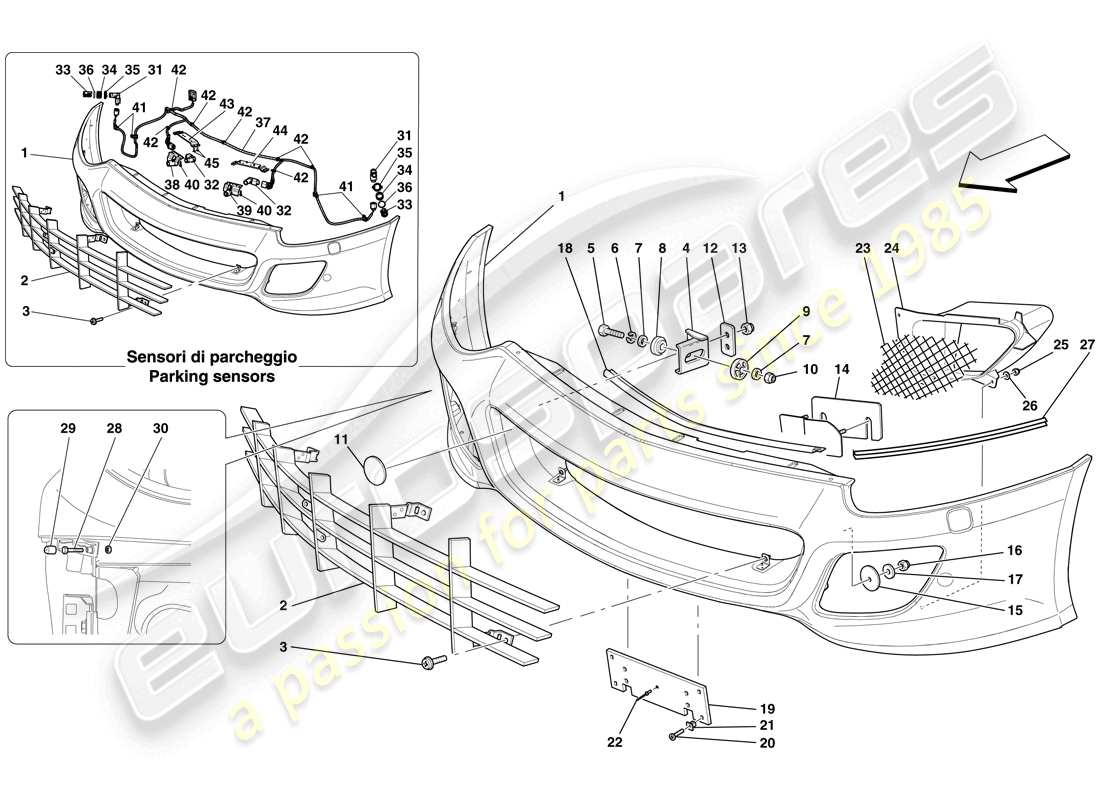 ferrari 599 sa aperta (europe) front bumper part diagram