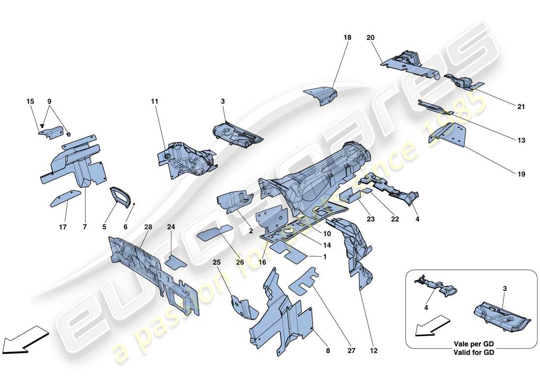 ferrari f12 tdf (usa) insulation part diagram