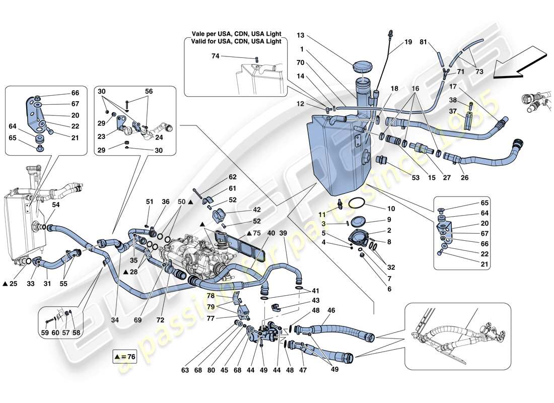 ferrari f12 tdf (usa) lubrication system: tank part diagram