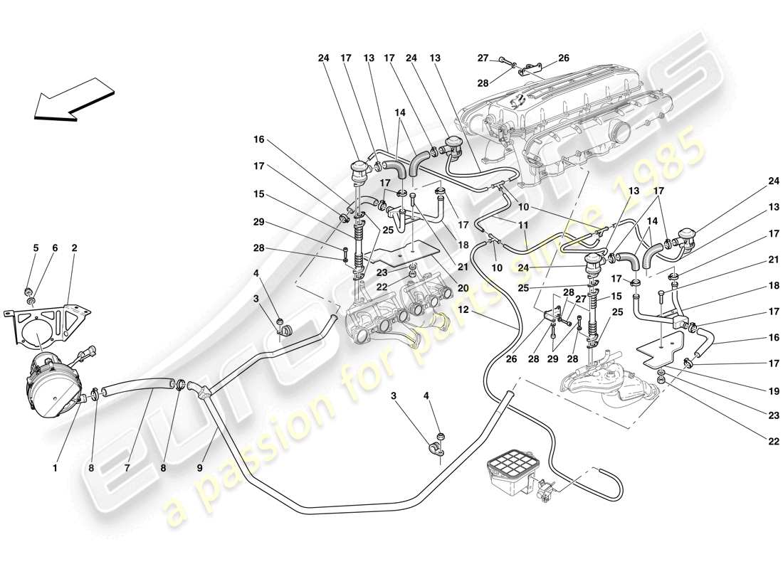 ferrari 612 scaglietti (usa) secondary air system part diagram