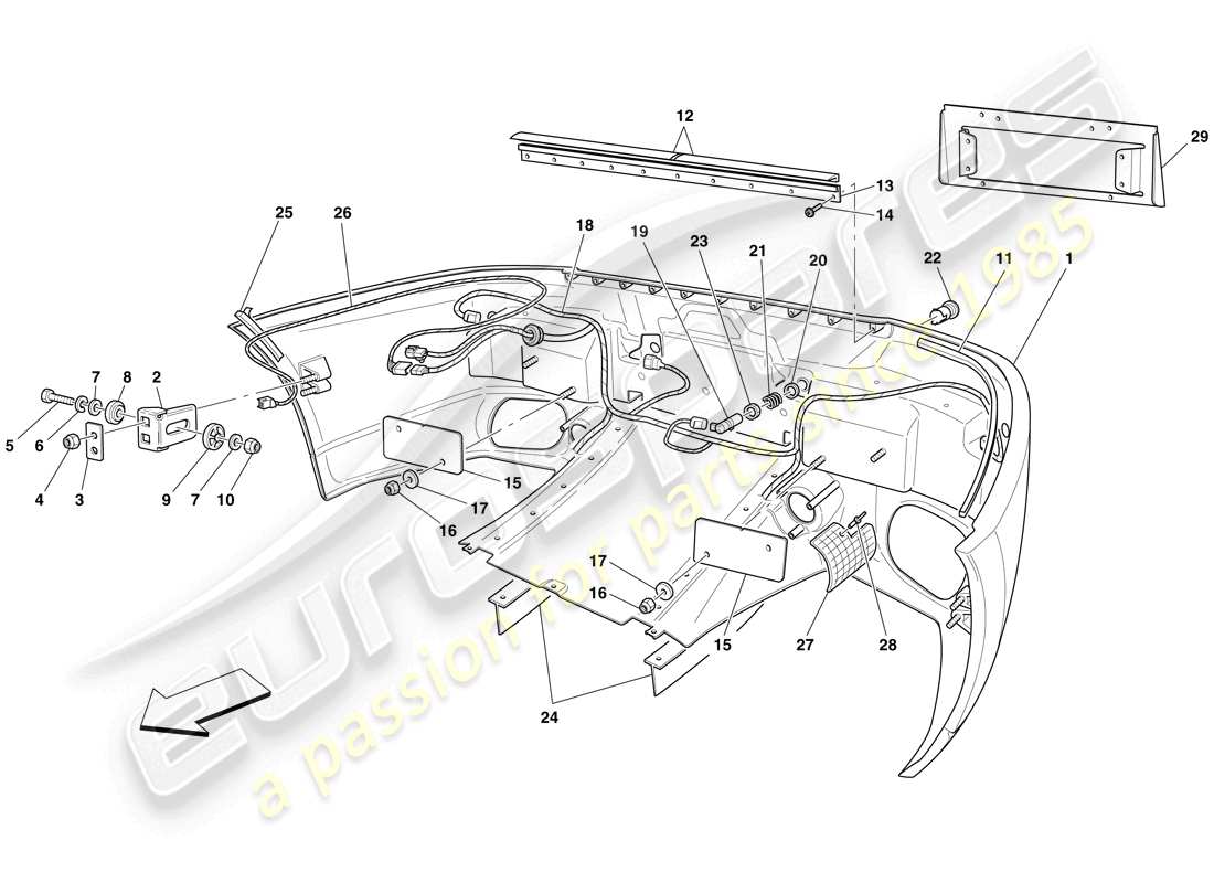 ferrari 599 sa aperta (europe) rear bumper part diagram