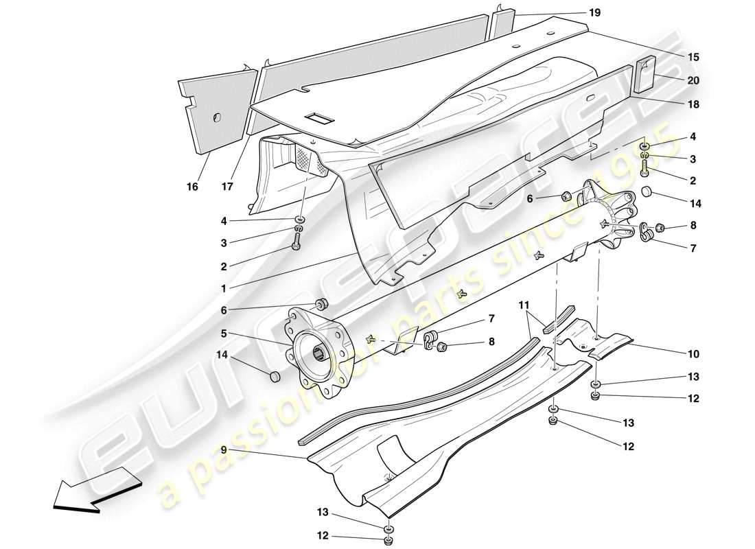 ferrari 612 scaglietti (rhd) engine/gearbox connector pipe and insulation parts diagram