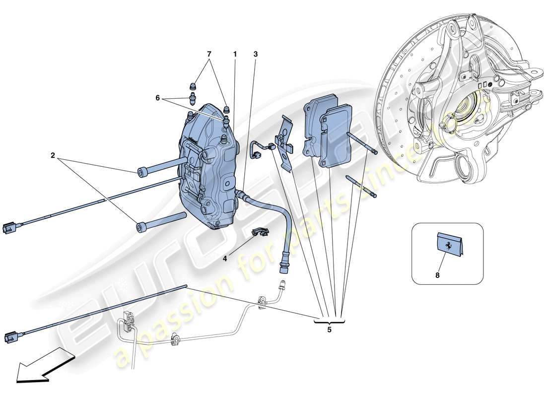 ferrari 458 italia (rhd) rear brake callipers parts diagram