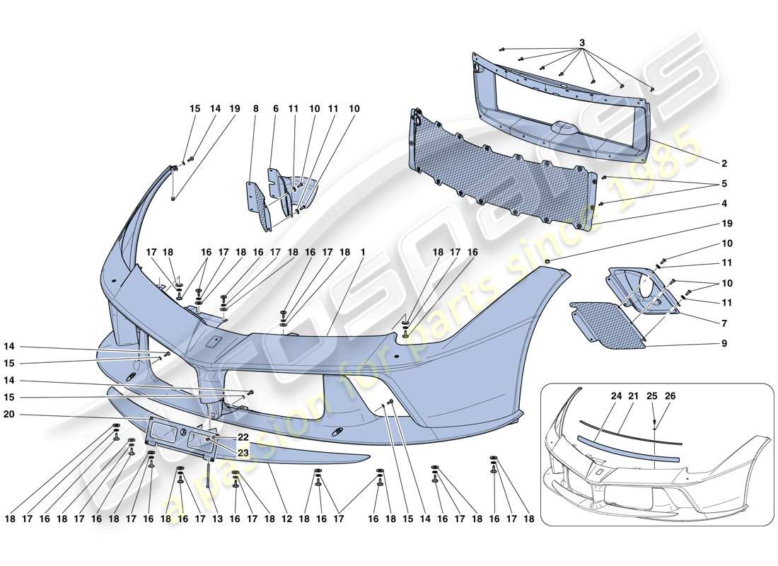 ferrari laferrari aperta (europe) front bumper part diagram