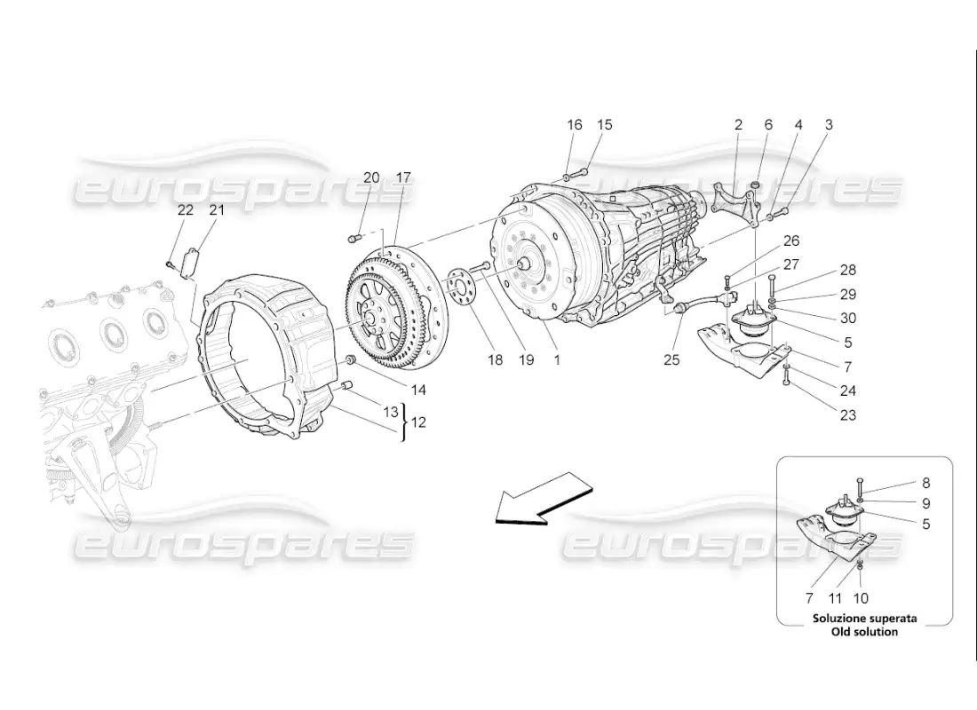 maserati qtp. (2010) 4.7 auto gearbox housings parts diagram