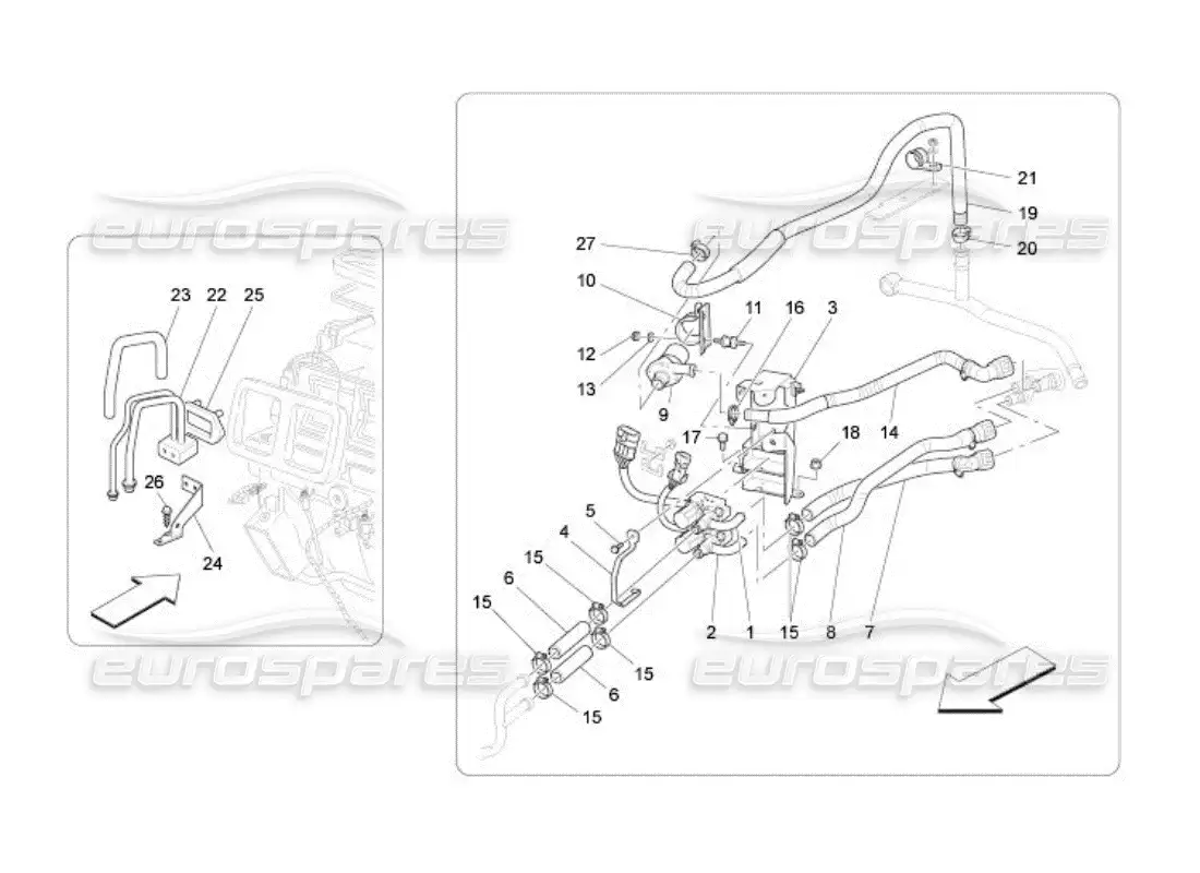 maserati qtp. (2005) 4.2 a c unit: engine compartment devices parts diagram
