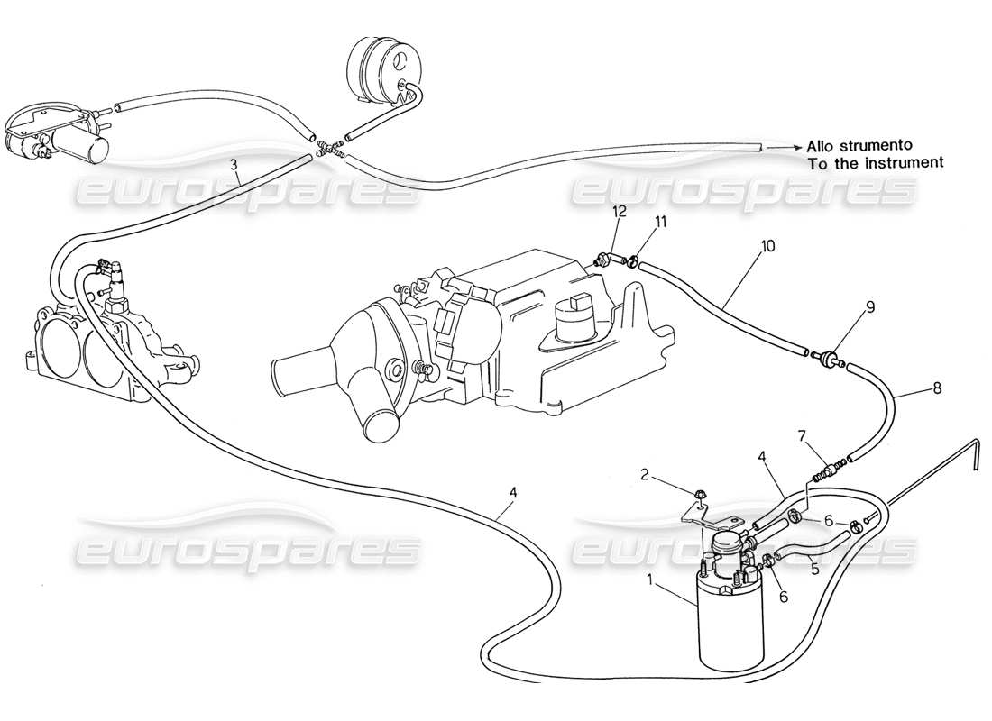 maserati 222 / 222e biturbo evaporation system parts diagram