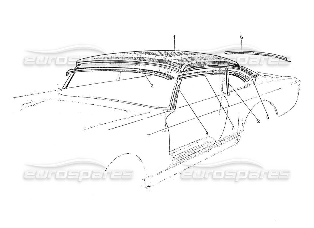 ferrari 330 gt 2+2 (coachwork) roof panel & trims (edition 2) parts diagram