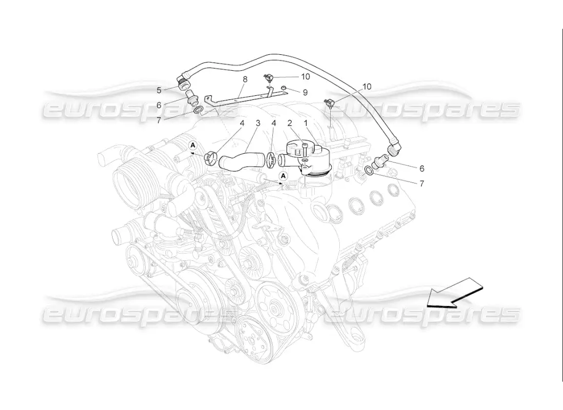 maserati qtp. (2010) 4.7 auto oil vapour recirculation system parts diagram