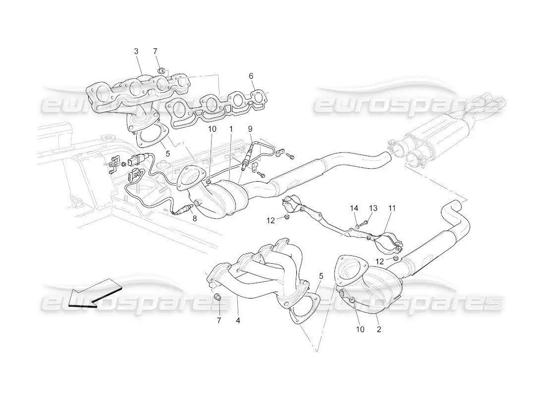 maserati qtp. (2011) 4.7 auto pre-catalytic converters and catalytic converters parts diagram