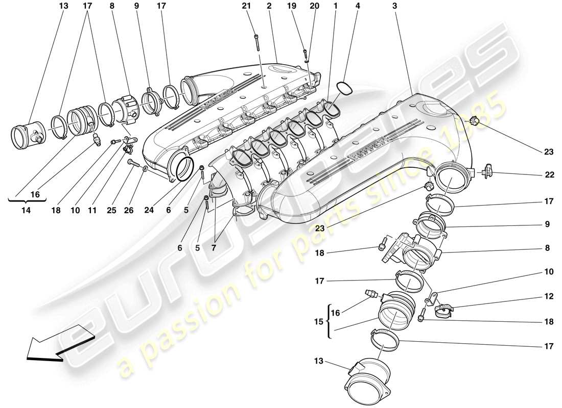 ferrari 599 sa aperta (europe) intake manifold part diagram