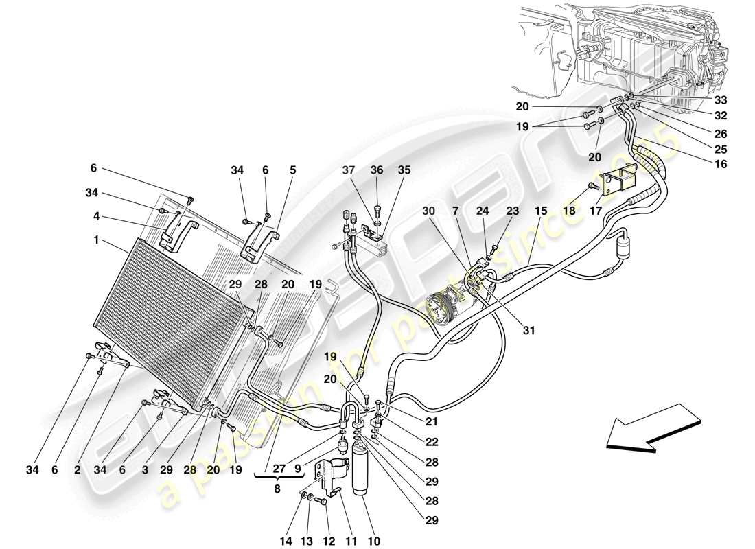 ferrari 599 sa aperta (europe) ac system - freon pipes part diagram