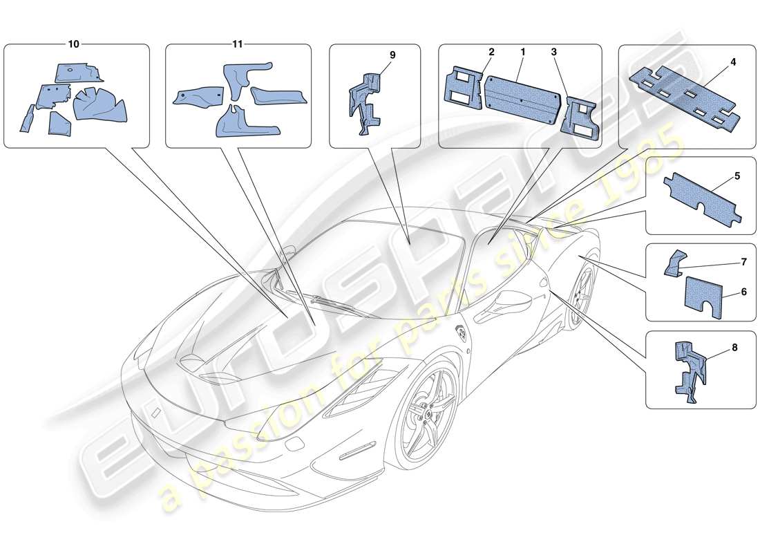 ferrari 458 speciale (europe) insulation part diagram