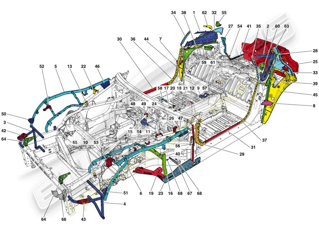 ferrari 812 superfast (rhd) chassis completion parts diagram