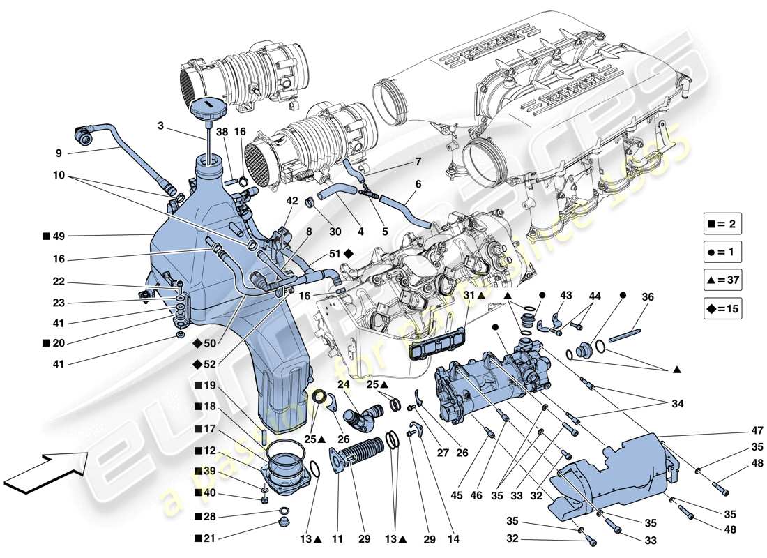 ferrari 458 speciale (rhd) lubrication system: tank, pump and filter parts diagram