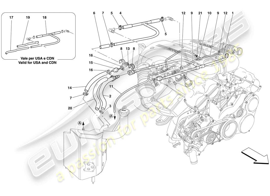 ferrari 599 gto (usa) blow-by system parts diagram