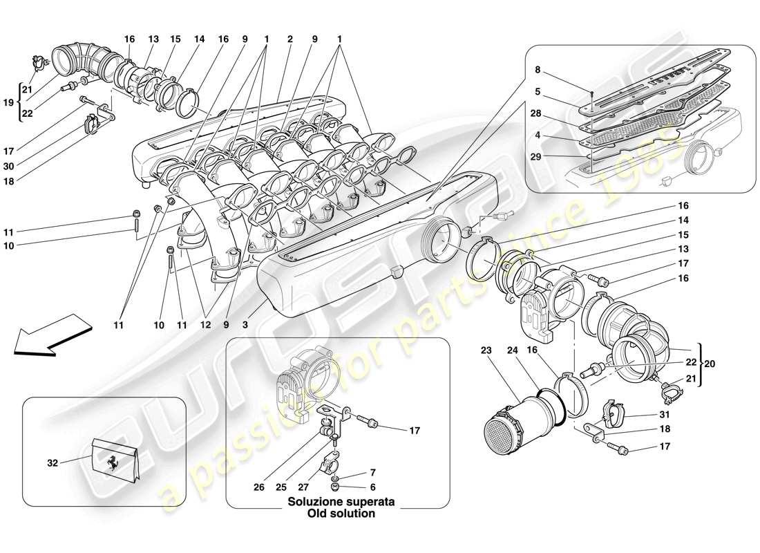 ferrari 599 gtb fiorano (usa) intake manifold part diagram