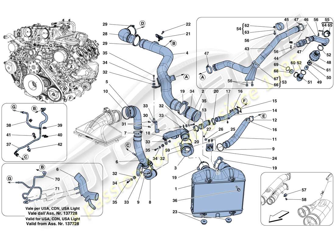 ferrari california t (rhd) intercooler parts diagram