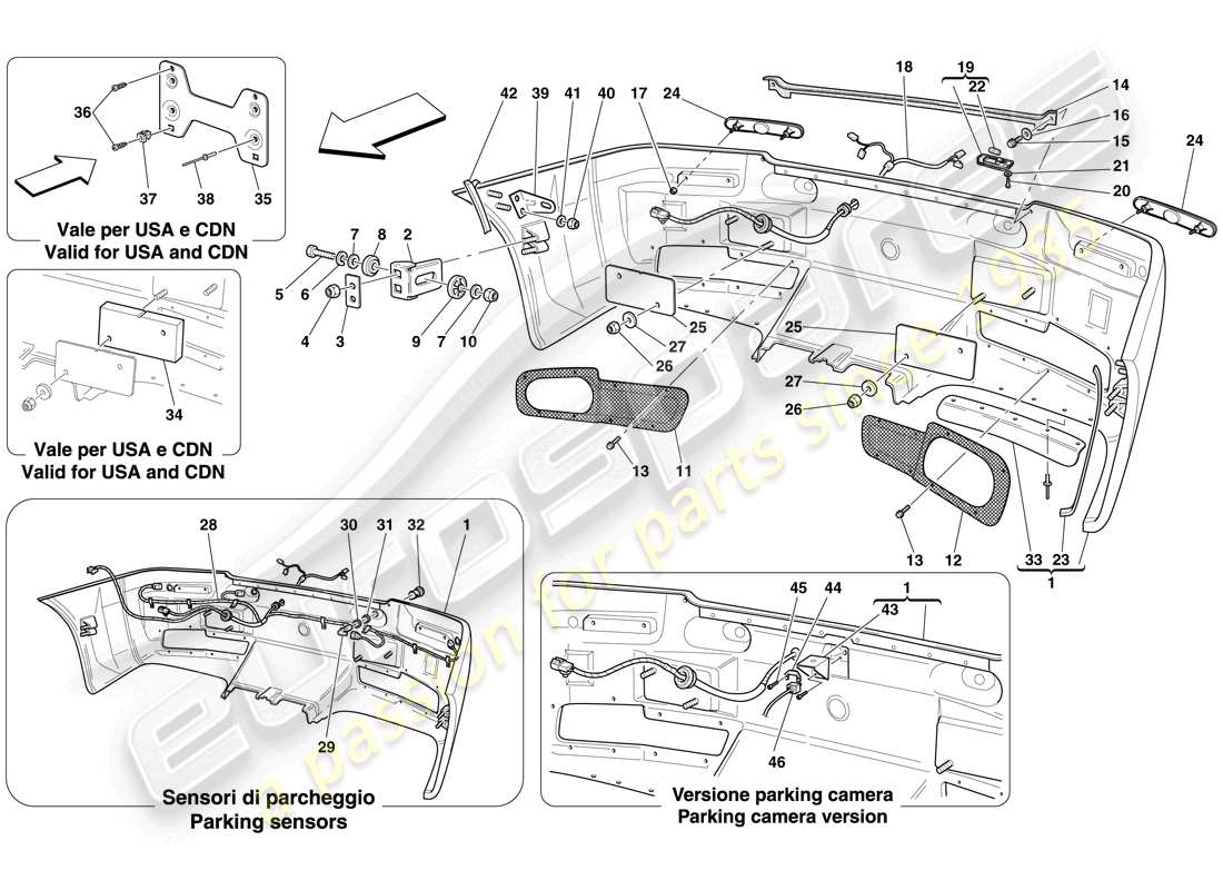 ferrari 612 scaglietti (rhd) rear bumper part diagram