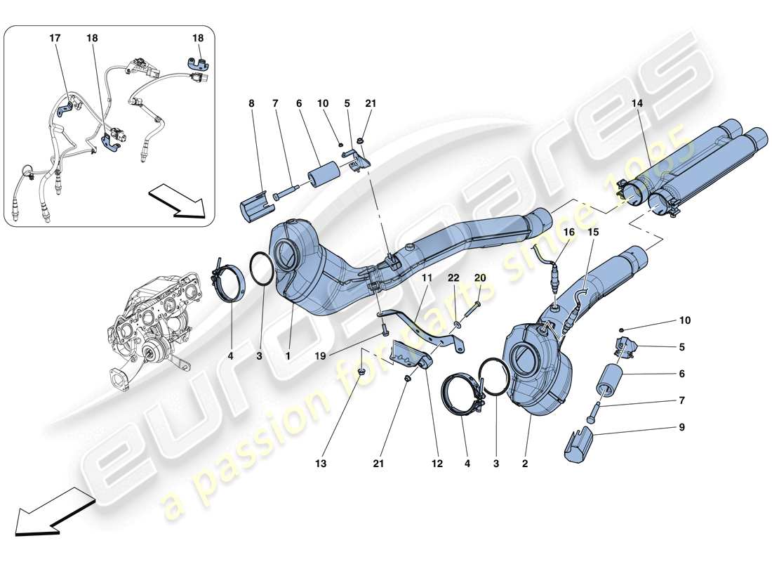 ferrari gtc4 lusso t (usa) pre-catalytic converters and catalytic converters part diagram