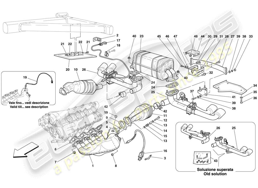 ferrari f430 spider (europe) racing exhaust system part diagram