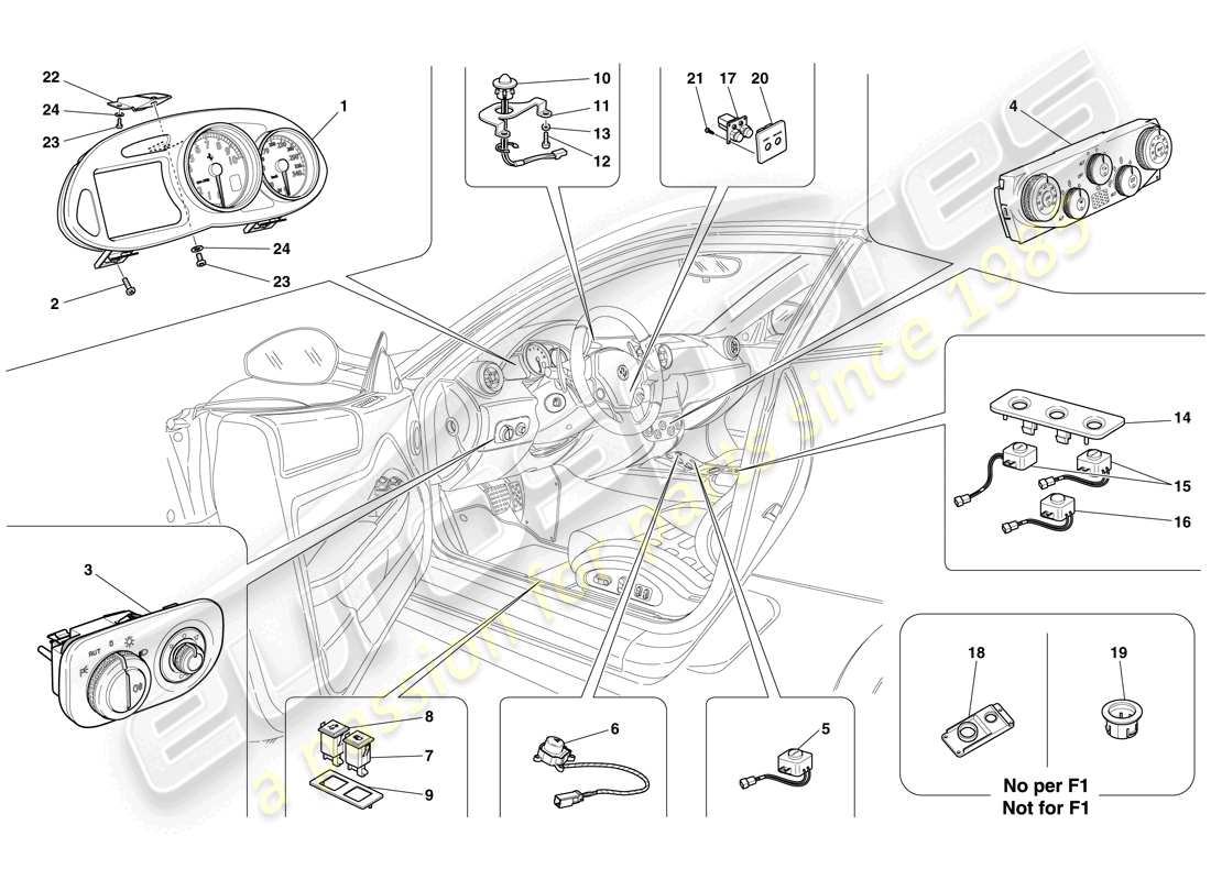 ferrari 599 gtb fiorano (usa) instrumentation part diagram