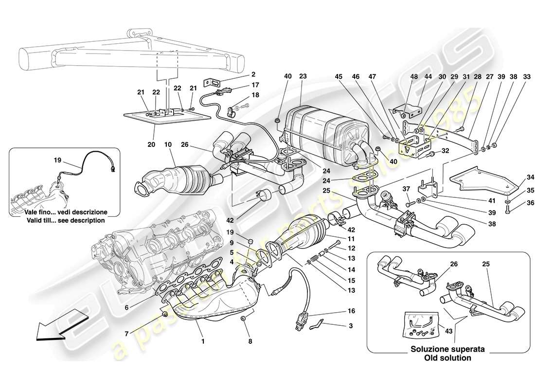 ferrari f430 coupe (usa) racing exhaust system part diagram