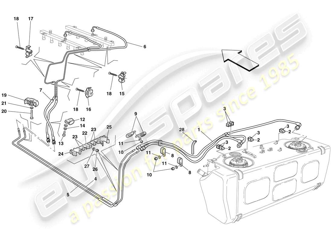 ferrari 612 sessanta (europe) fuel system parts diagram